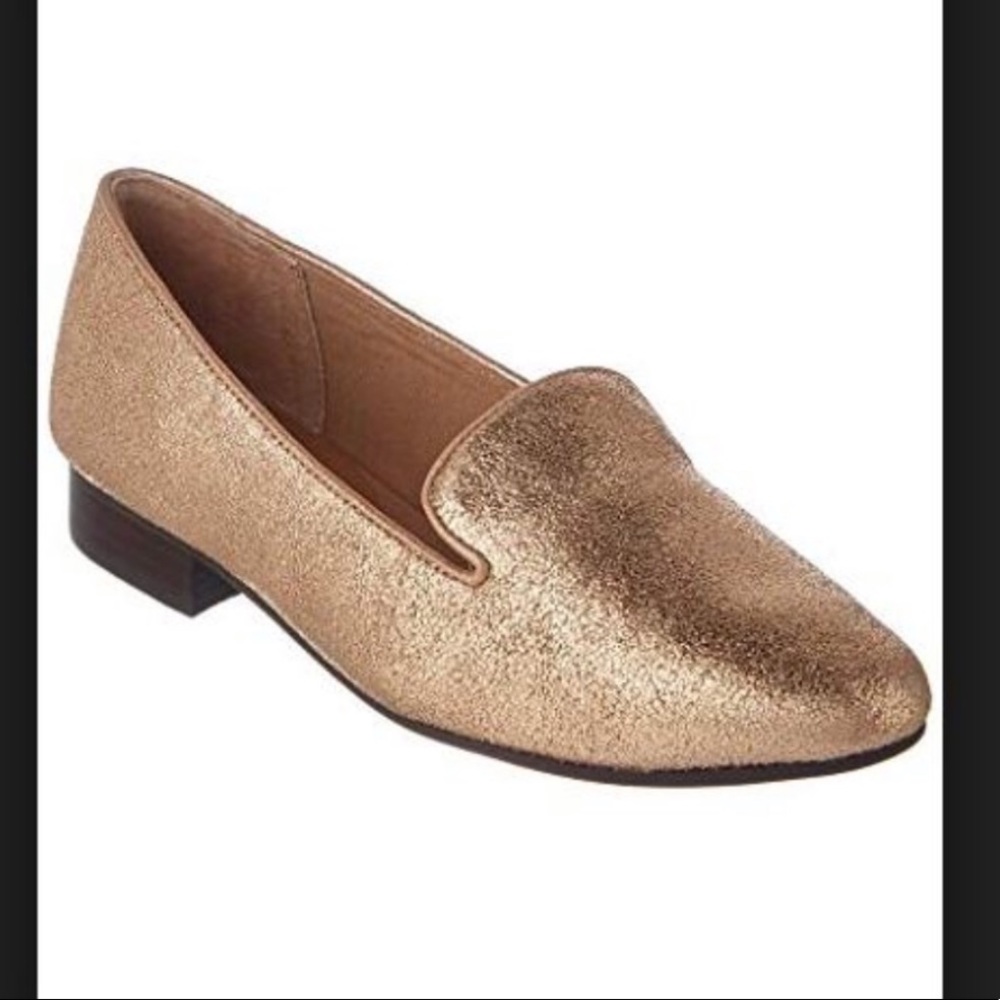 NEW Sparkly Gold Leather Flats